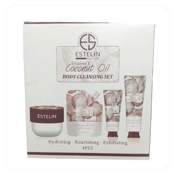 طقم استحمام بجوز الهند وفيتامين E من Estelin – 4 قطع